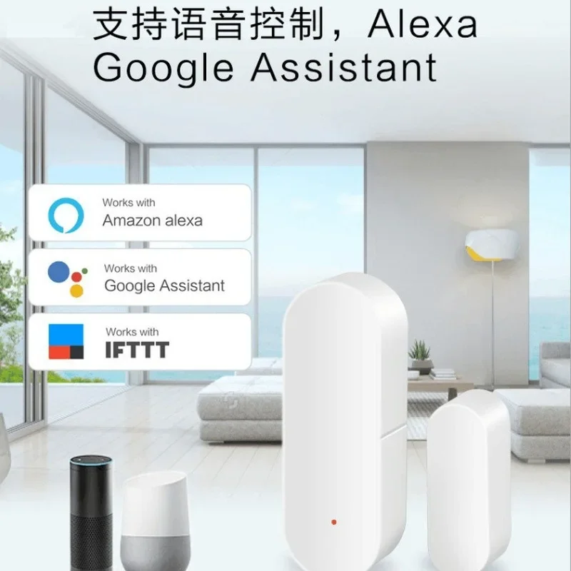 Tuya Smart ZigBee Sensor de puerta y ventana, Detector de puerta, sistema de alarma de seguridad, aplicación Smart Life, funciona con Zigbee Hub, Alexa y Google Home