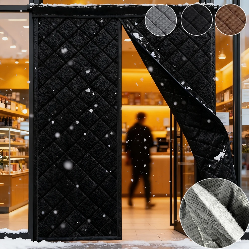 

Windproof Door Curtain Cotton Partition Door Curtain Thickened Waterproof Curtain No Punching Velcro Light Blocking Rideau Porte