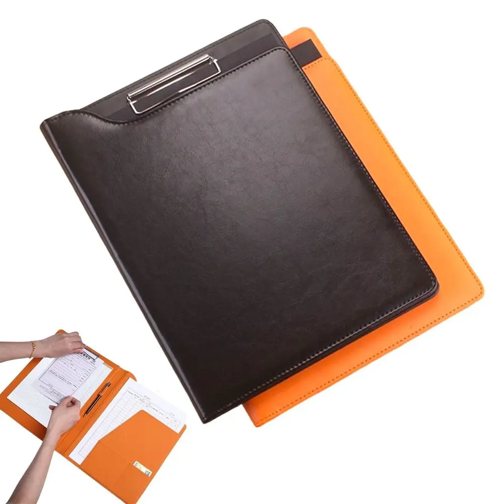 With Cover A4 File Folder Clipboard With Pen Holder Waterproof PU Leather Writing Clip Non-slip Multifunctional