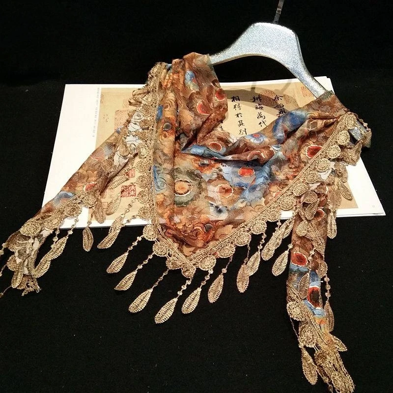 三角形エスニックスタイルショール薄いスカーフ女性の春夏日焼け止め袍新疆ヘッドスカーフ多機能ウール