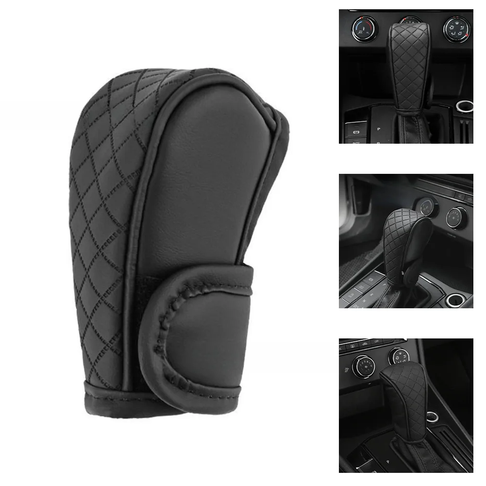1 шт. кожаный чехол для переключения передач с клетчатым узором, водонепроницаемый дышащий чехол для рычага переключения передач, противоскользящая ручка для салона автомобиля