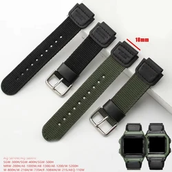 18mm Nylon Canvas Sport Watch Strap for W800H Menfor  AE-1200WH/SGW-300/AQ-S810W/F91W Convex Men Women Bracelet Band