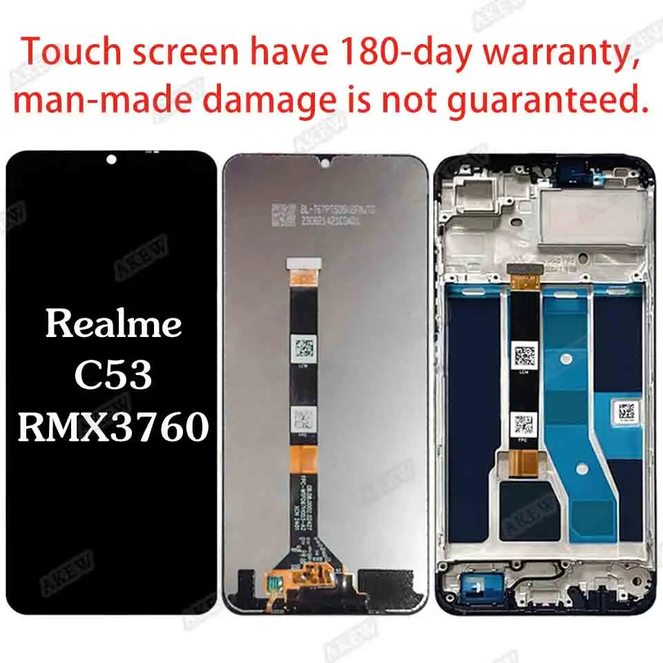 New Original For Oppo Reamle C53 RMX3760 LCD Display 100% Tested RealmeC53 Touch Screen Digitizer Assembly Replacement Parts