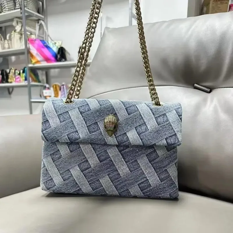 حقيبة جديدة من قماش الدنيم للغسيل الماسي لعام 2024 حقيبة الكل في واحد بكتف واحد وسلسلة كروس كلاسيكية كلاسيكية على شكل رأس هوك