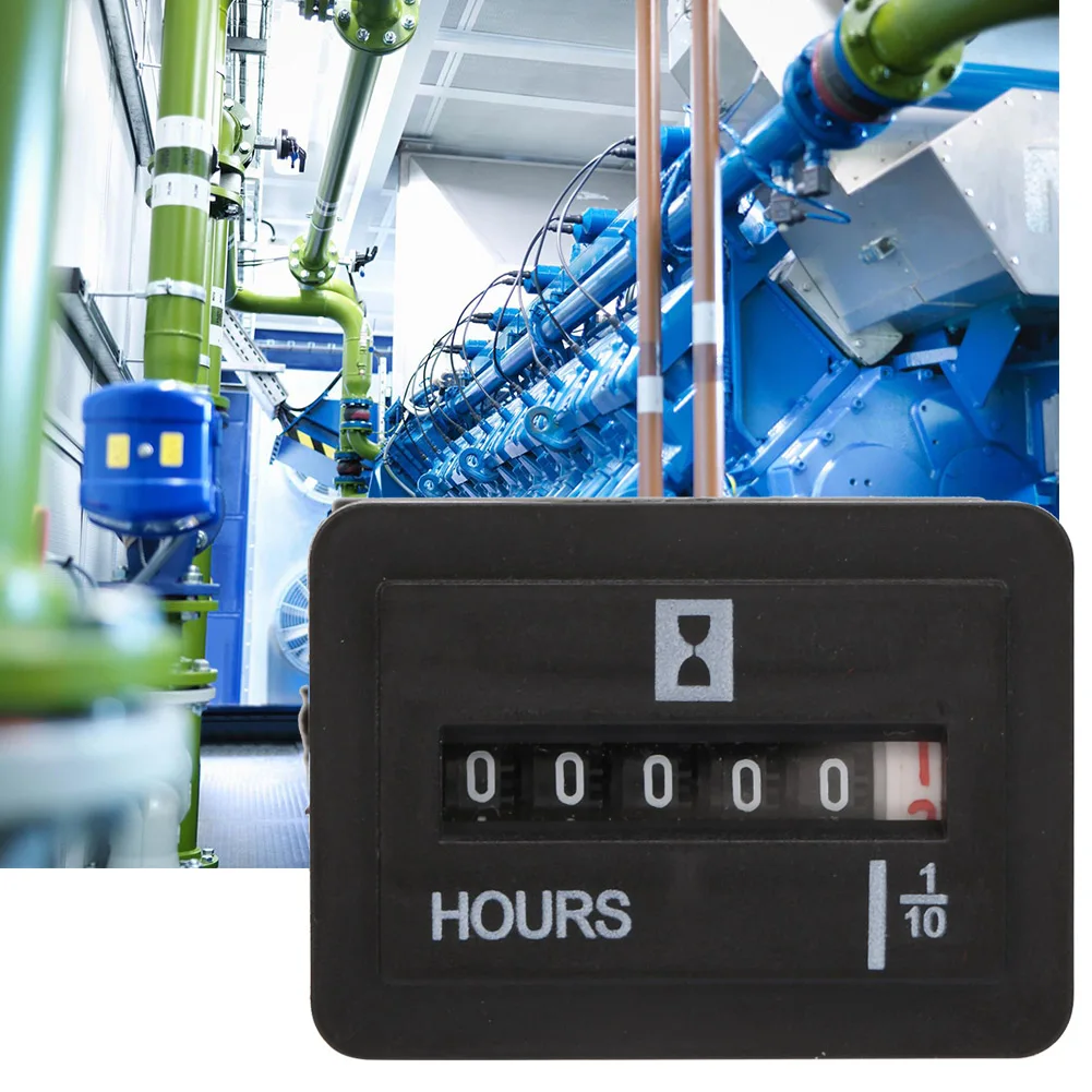 Generator Hour Meter 10-80V AC/ 99999.9 Hours Quartz Hour Meter for Engine Generator Time Counting