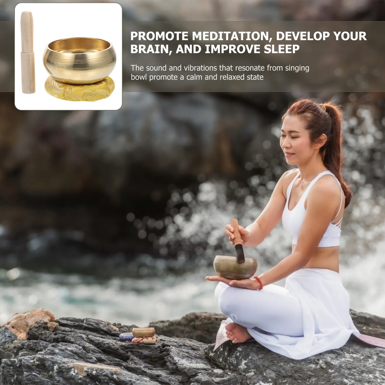 1 Set Copper Singing With Wooden Hammer Cushion For Meditation Yoga Decor Music Bowl Singing Bowl Set Instrument Accessories
