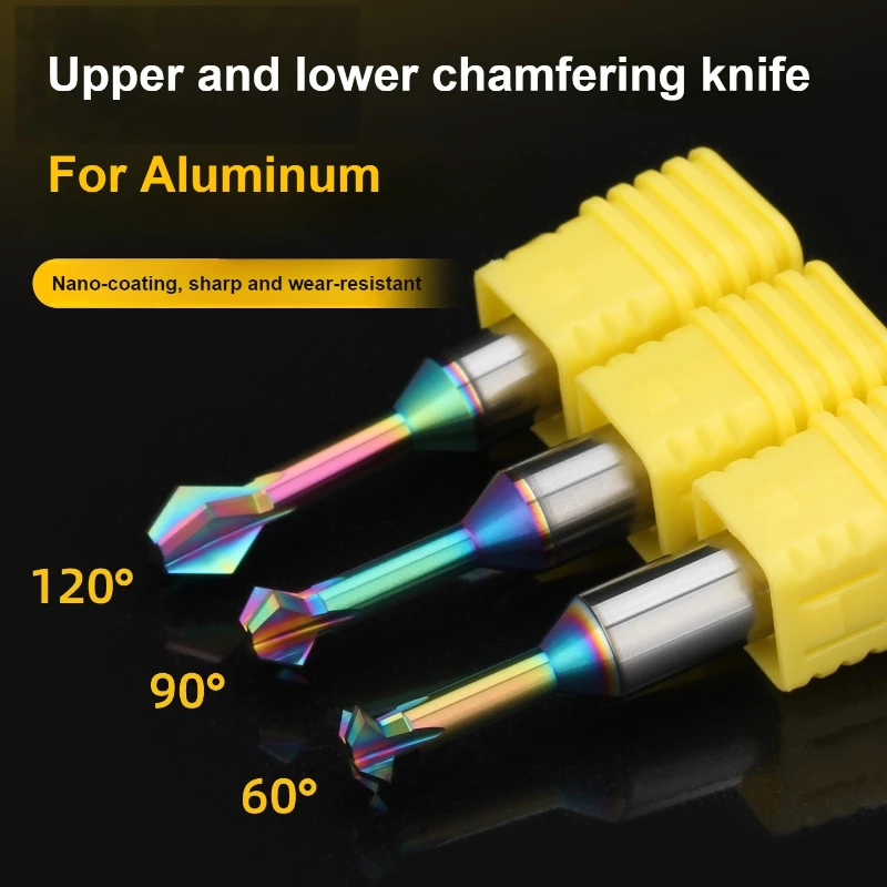 HRC65 DLC Solid Carbide Chamfer Mill 60°/90°/120degree Chamfer Cutter for Up and Down Chamfering on Steel and Metal CNC End Mill