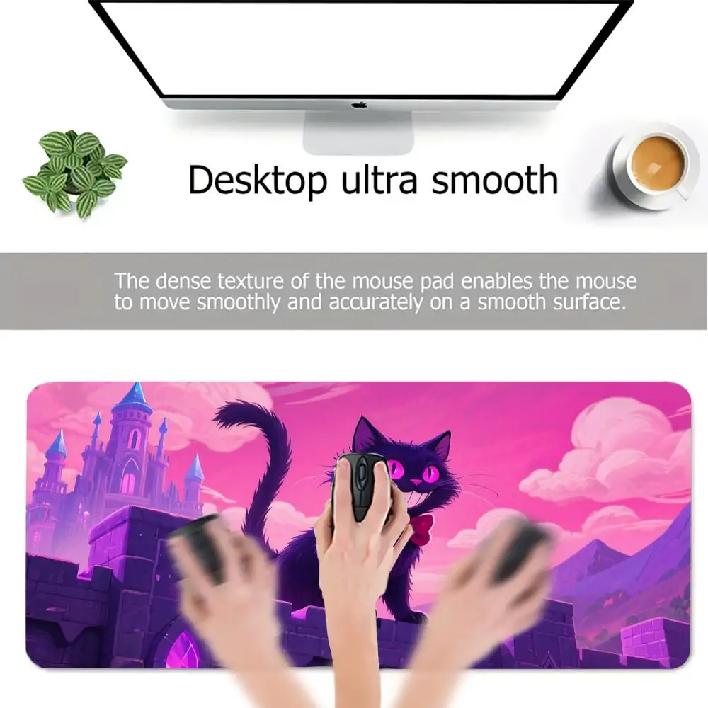 Alas Mouse Anime Desain Bertema Kucing Gotik, Alas Meja, Alas Gaming, Aksesori PC Gamer, Alas Mouse Ekspansi Keypad Anti Selip Karet