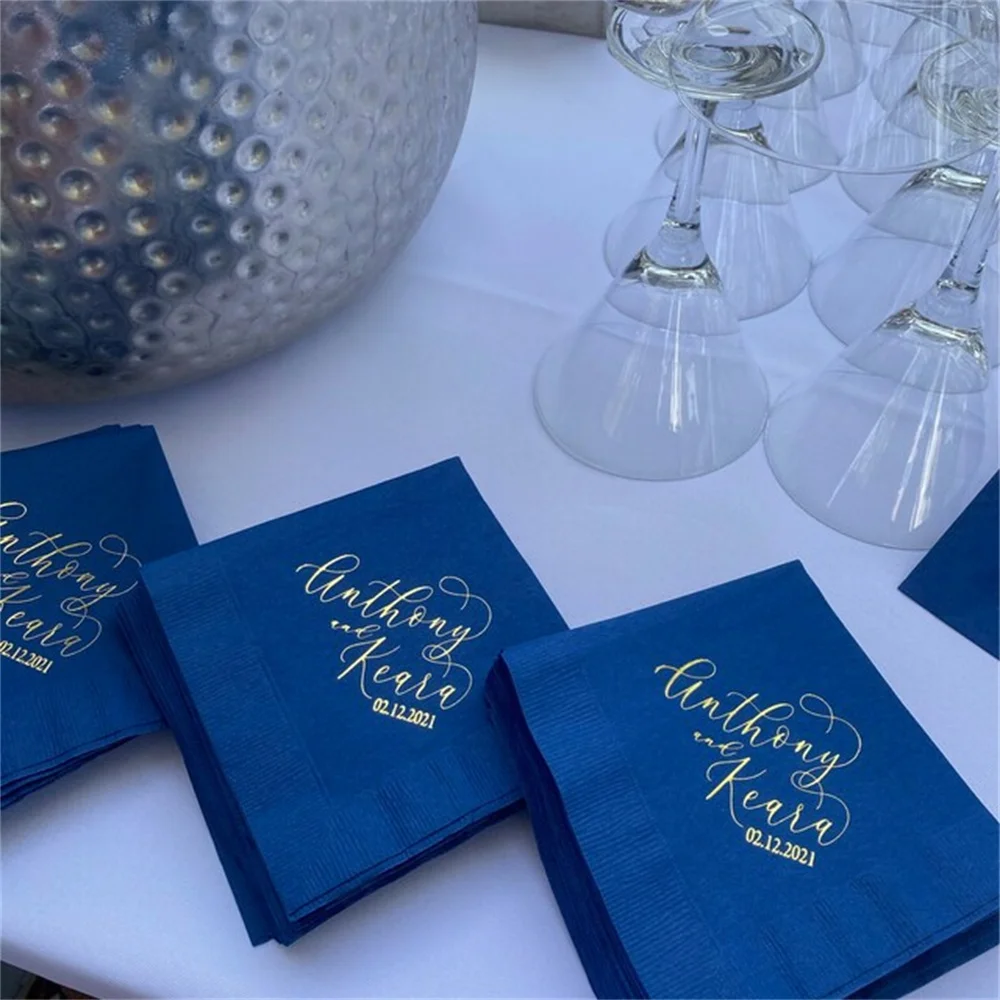 50PCS Custom First Name Wedding Napkins | Rehearsal Dinner | Engagement Party | Custom Bar Napkins | Custom Wedding Napkins