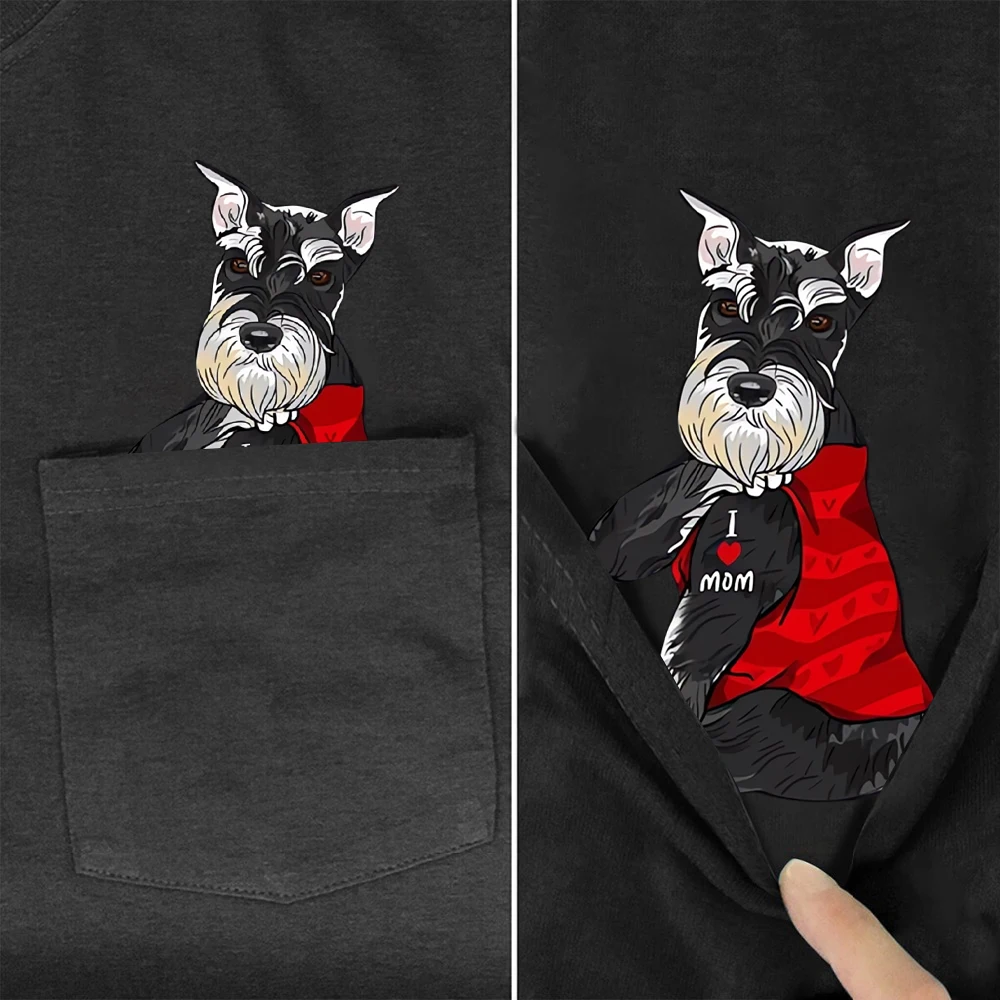 CLOOCL Schnauzer Cotton T-Shirts Cute Dogs Love Mom Printed Tees Summer Shirts Women Clothing Valentines Gifts Dropshipping