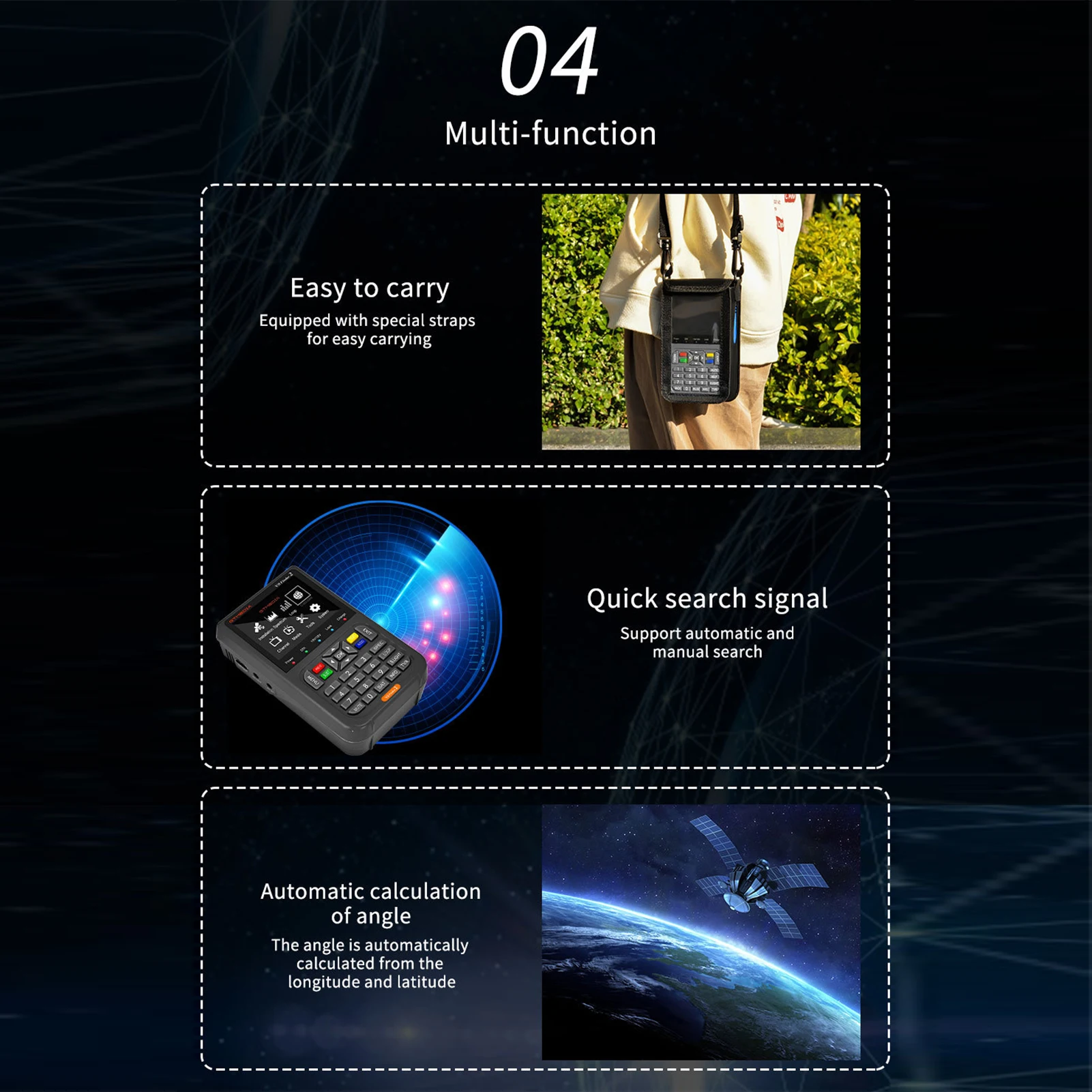 Satellite Signal Finder TV Satellite Finder Meter with 3.5inch LCD Display Satellite Signal Finder and Sat Dish Adjustment