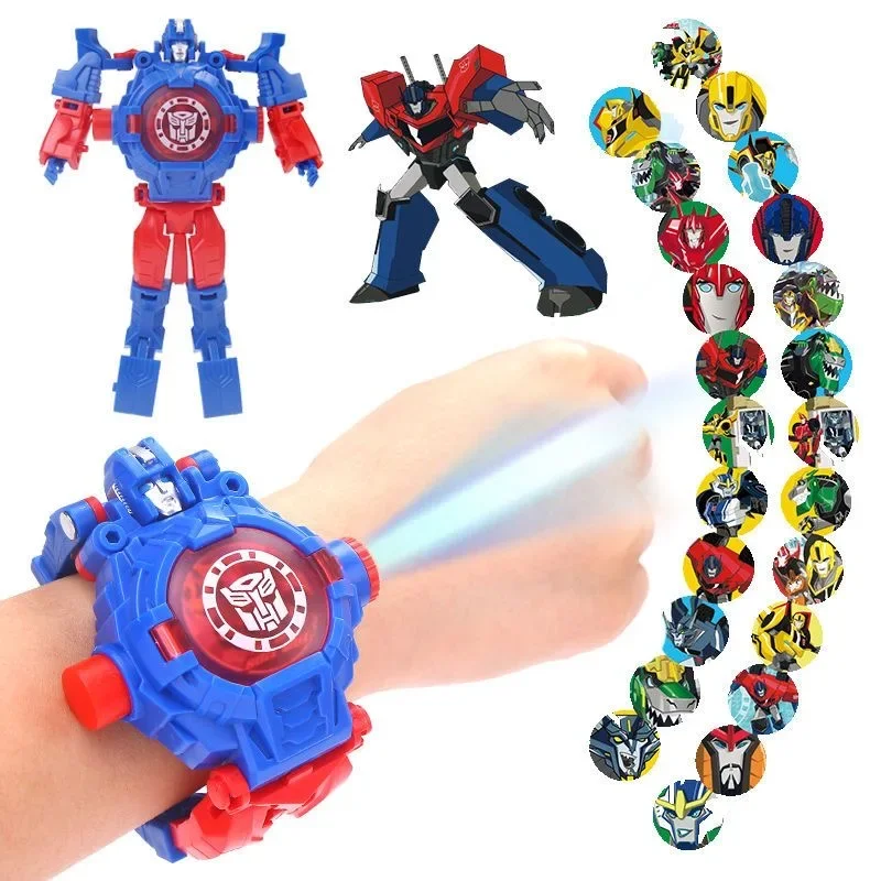 Animation Hero Spider-Man 24 Projection Children\'s Watches Transformable Robot Multi-Purpose Role Play Watch Gift for Children