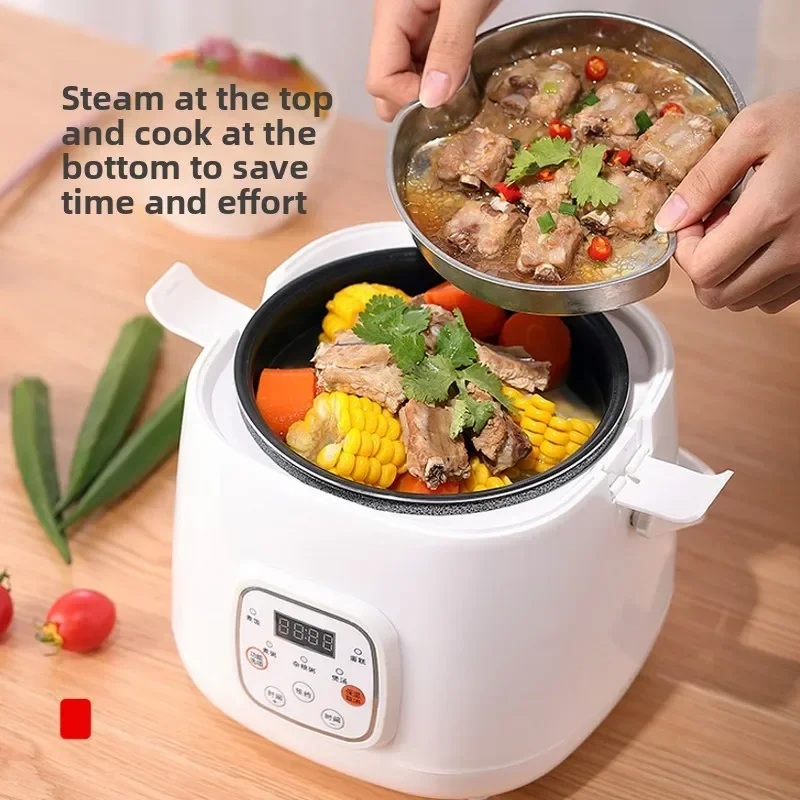 Durable 2L Mini Smart Rice Cooker Healthy Non-Stick Multifunctional Cooking Pot for Car Truck Outdoor