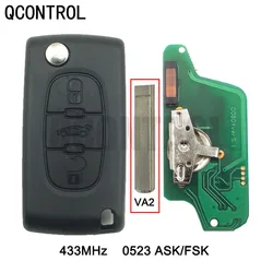 QCONTROL 3 przyciski zdalny klucz składany do PEUGEOT 807 407 308 307 207 CC SW Expert Partner Auto blokada drzwi CE0523 ASK/FSK, VA2