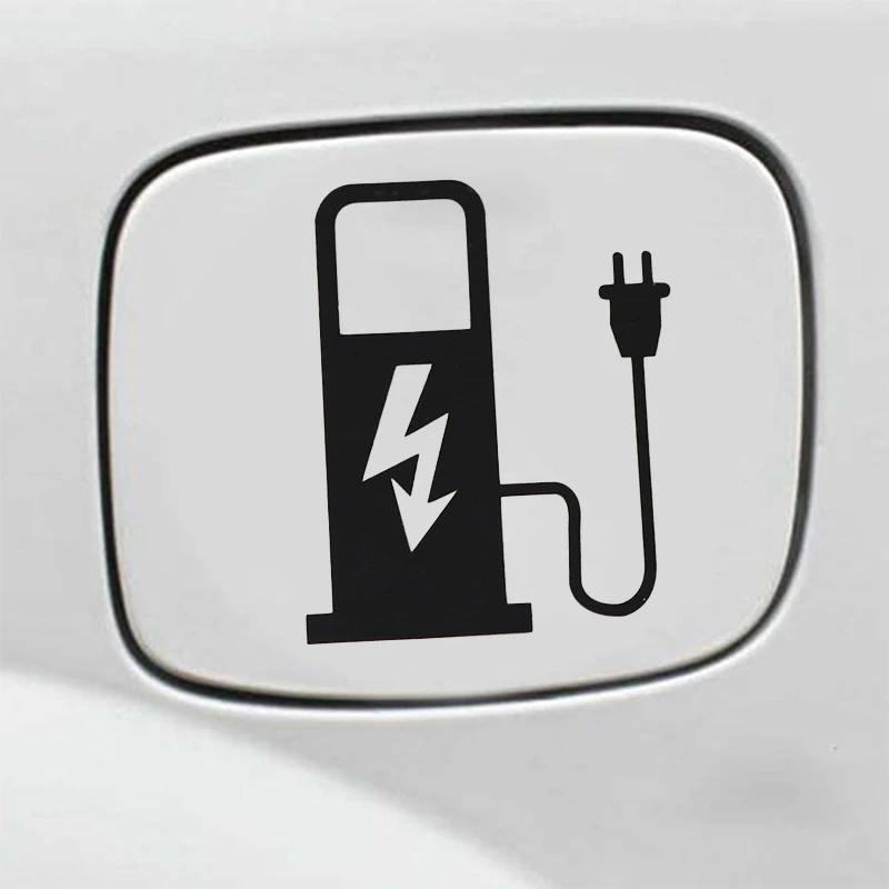 

12*10cm EV Electric Vehicle Car Sticker Decal Funny Truck Battery Charger Charging Car Decoration Black White