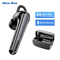 New Bee M52 Wireless Bluetooth Headset with Dual Mic CVC8.0 Mute Button Single Ear Business Earbuds Handsfree Driving Headphone