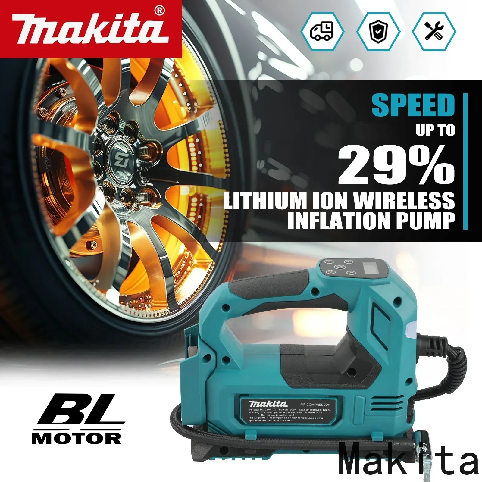 

Автоматический беспроводной электрический насос Makita DYS59, ручной воздушный компрессор для автомобильных шин, для аккумулятора Makita 18 В (без аккумулятора)