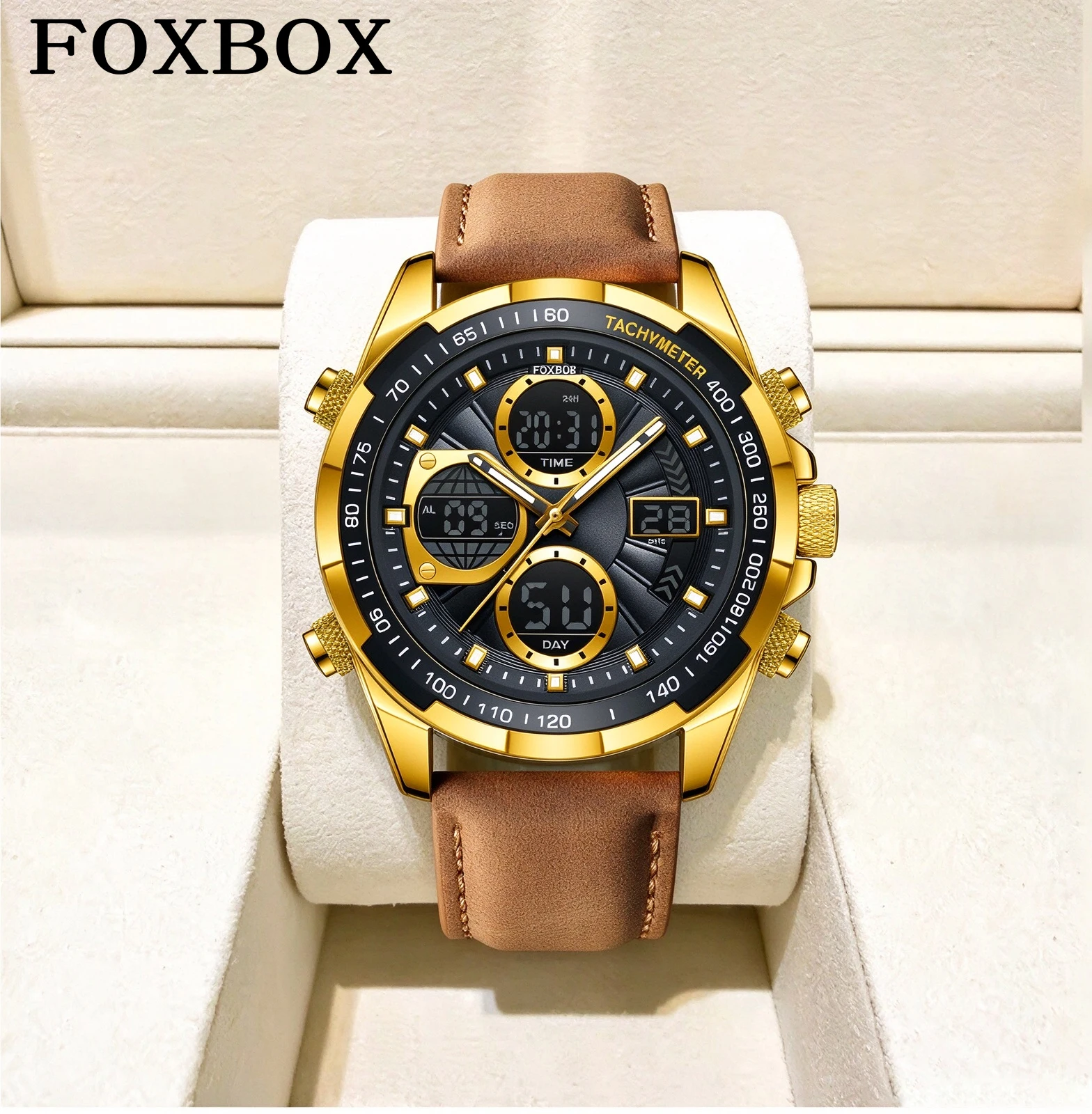 FOXBOX Fashion Military Watches for Men Luxury Original Sports Chronograph Watch ​Waterproof Quartz Clock Digital WristWatch