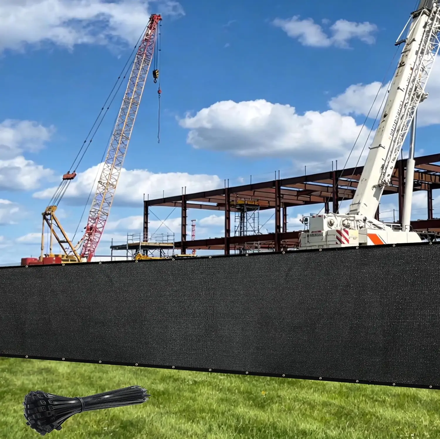 8' x 50' Black Privacy Fence Screen with Bindings & Grommets, Heavy Duty for Garden, Backyard, Patio