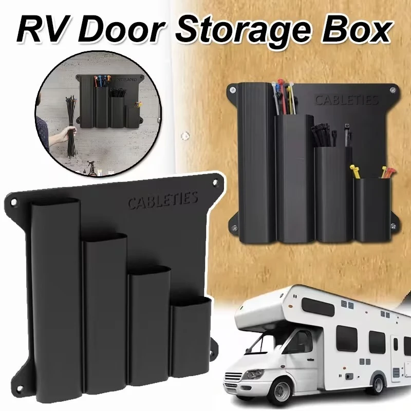 

1Pc Wall Mounted Zip Tie Storage Box RV Door Organizer Metal Wire Rope Organizer 4 Grids Zip Tie Storage Rack Home Accessories