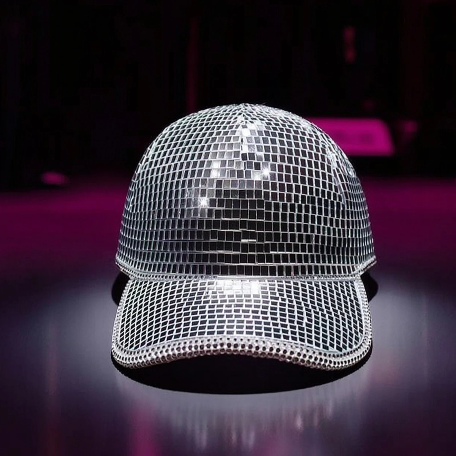 Disco Ball Hat Shiny Mirror Hat Mirror Cap Shimmering Accessory Portable for Performers, Stage Performances, Festivals