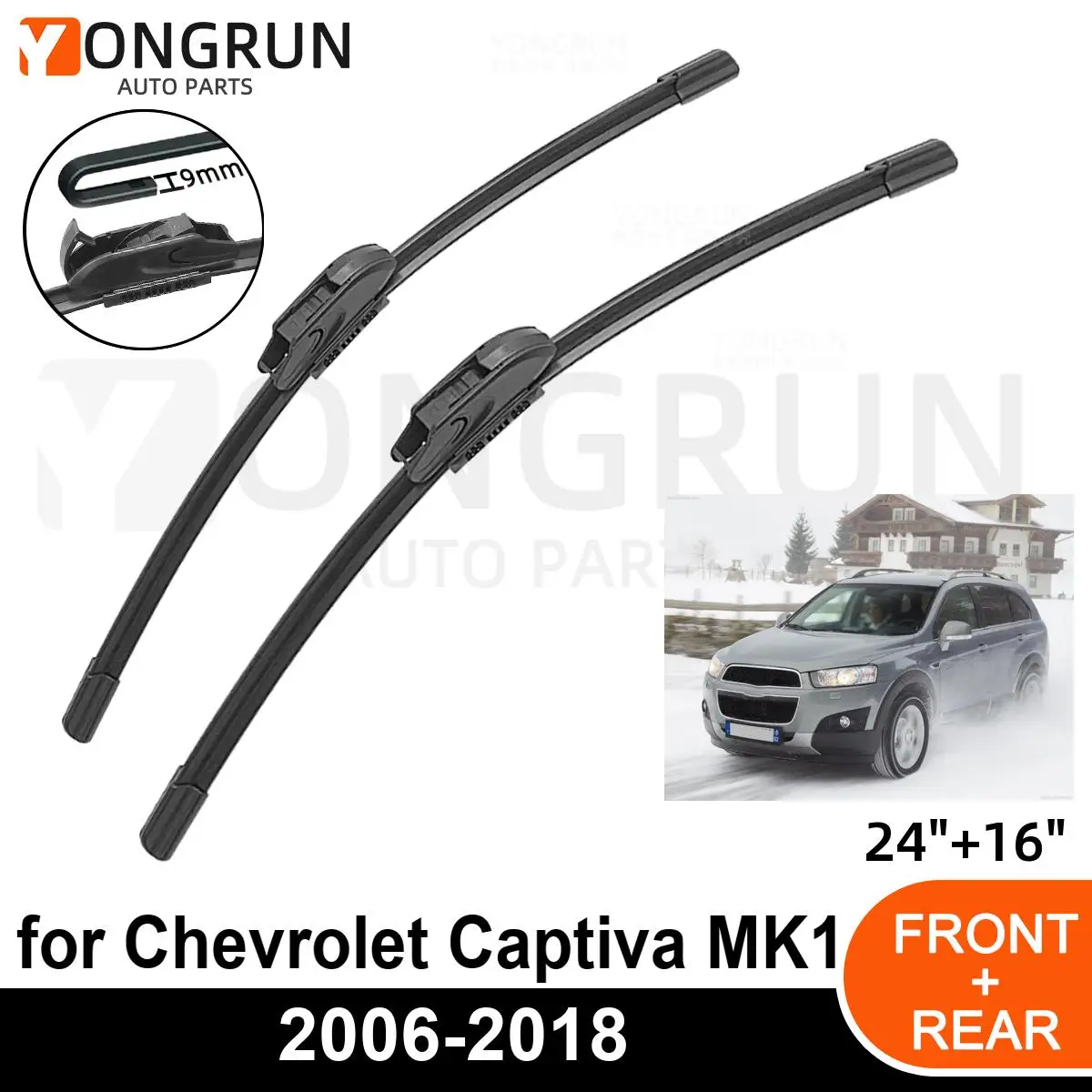 Car Front Windshield Wipers For Chevrolet Captiva MK1 2006-2018 Wiper Blade Rubber 24