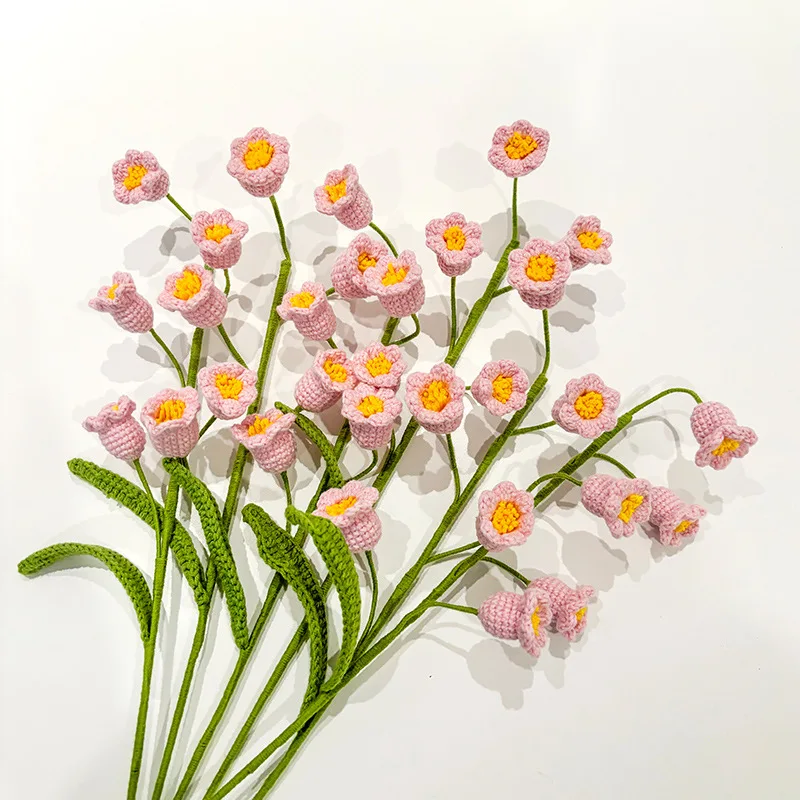 Finished Hand-woven Lily of The Valley Bouquet Diy Crocheted Simulated Bouquet Finished Knitted Ornaments Decorative Flowers