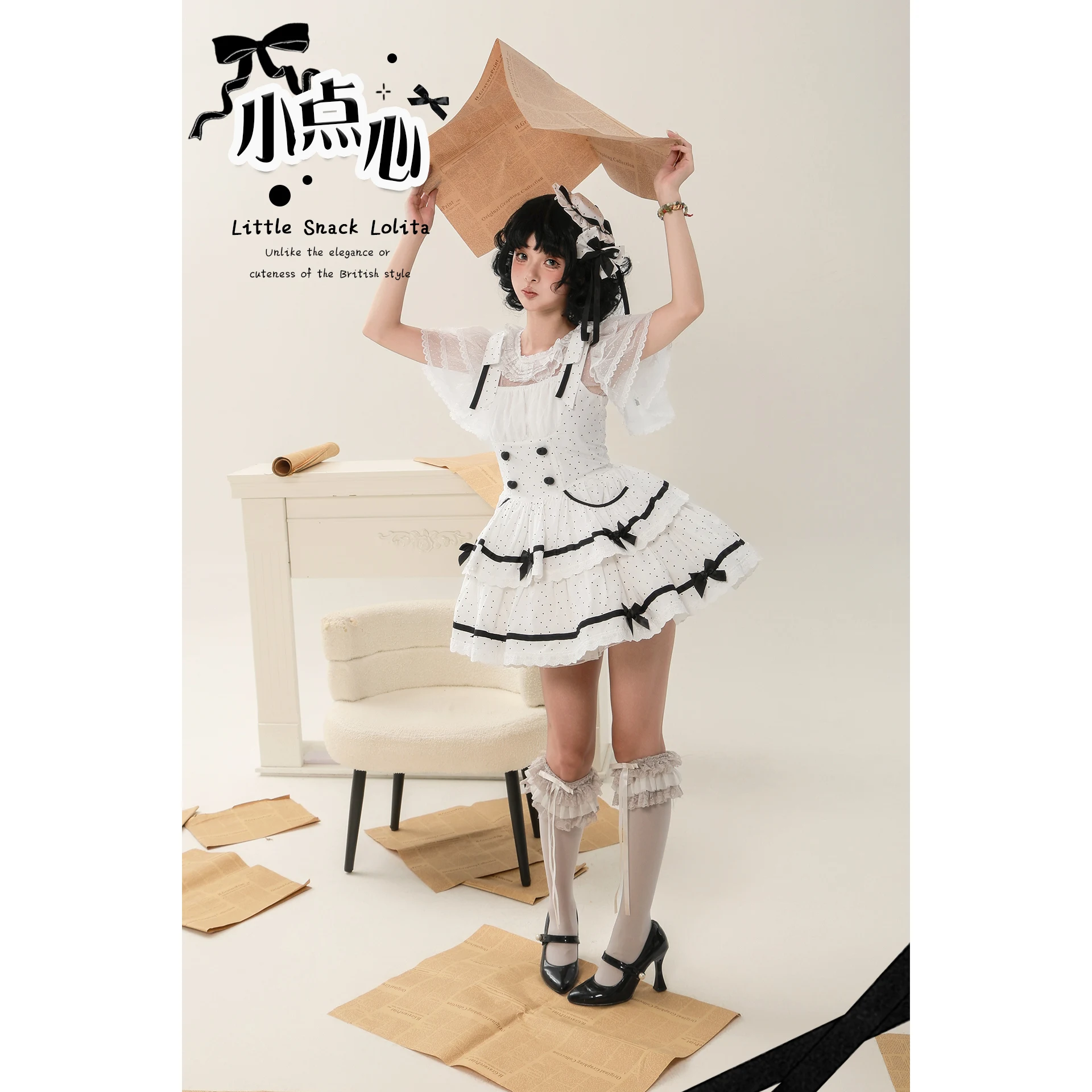 JSK Abito da torta a pois Donna 2025 New Lolita Daily Cute Sweet Strap Abiti LO Dress Abito estivo per donna