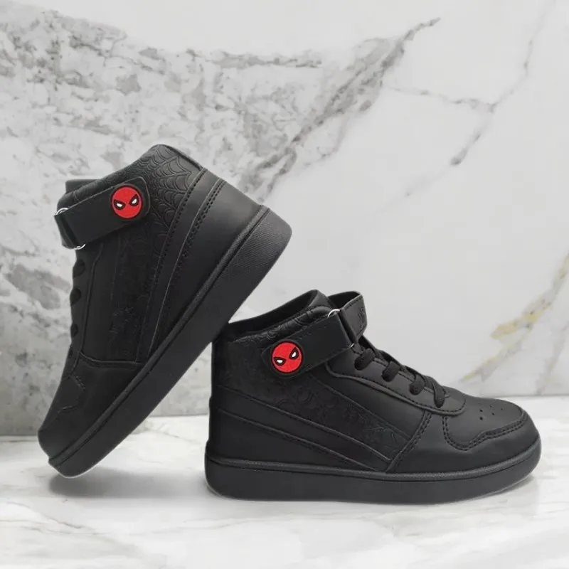 

Kids'Casual Shoes Boys Cartoon PU Leather Spring Outdoor Flat Bottom Shoes For Anti-slip Soft Bottom Black Size 28-33