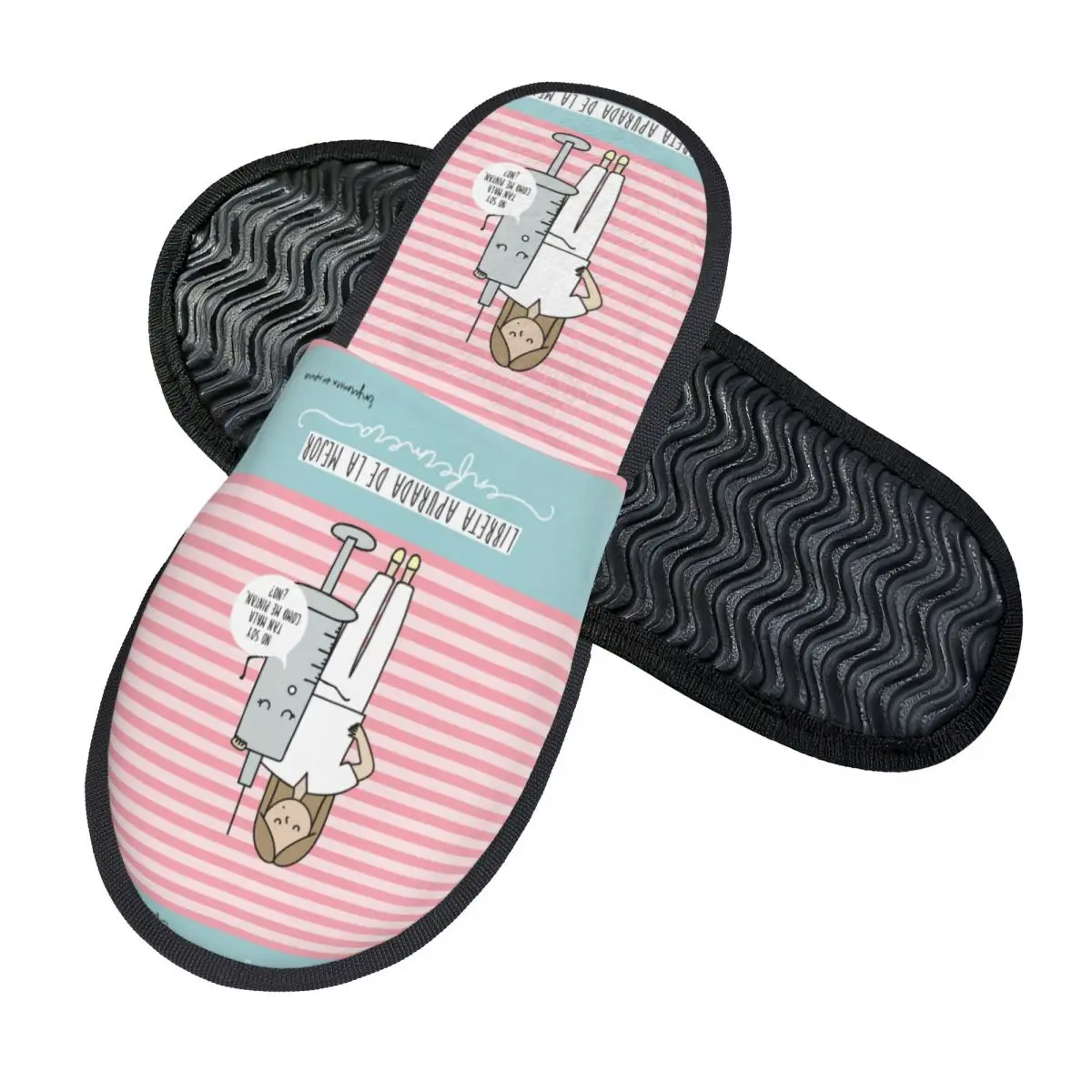 Custom Cartoon Ladies Nurse Doctor Printed House Slippers Women Cozy Memory Foam Slip On Hotel Slipper Shoes view 2