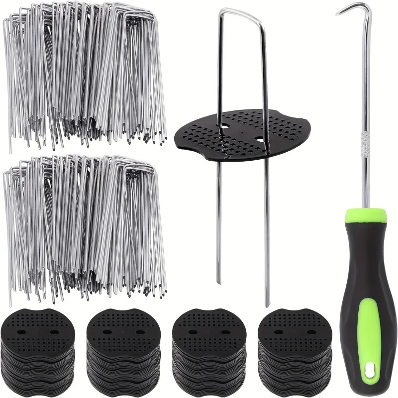 Galvanized U Shape Garden Staples, Heavy Duty Rustproof Ground Stakes, Landscape Pins to Secure Sod Turf & Weed Barrier Fabric