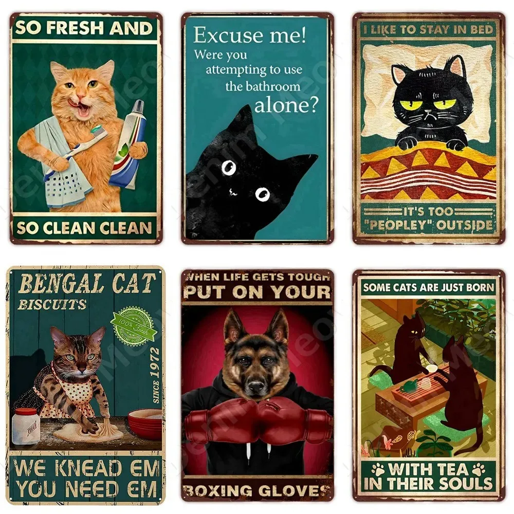 Lustige Katze Halloween Vintage Blechschild – Smoke Catnip Metallplatte, Wandkunst Dekor für Salem Sanctuary Cafe Bar Home Badezimmer