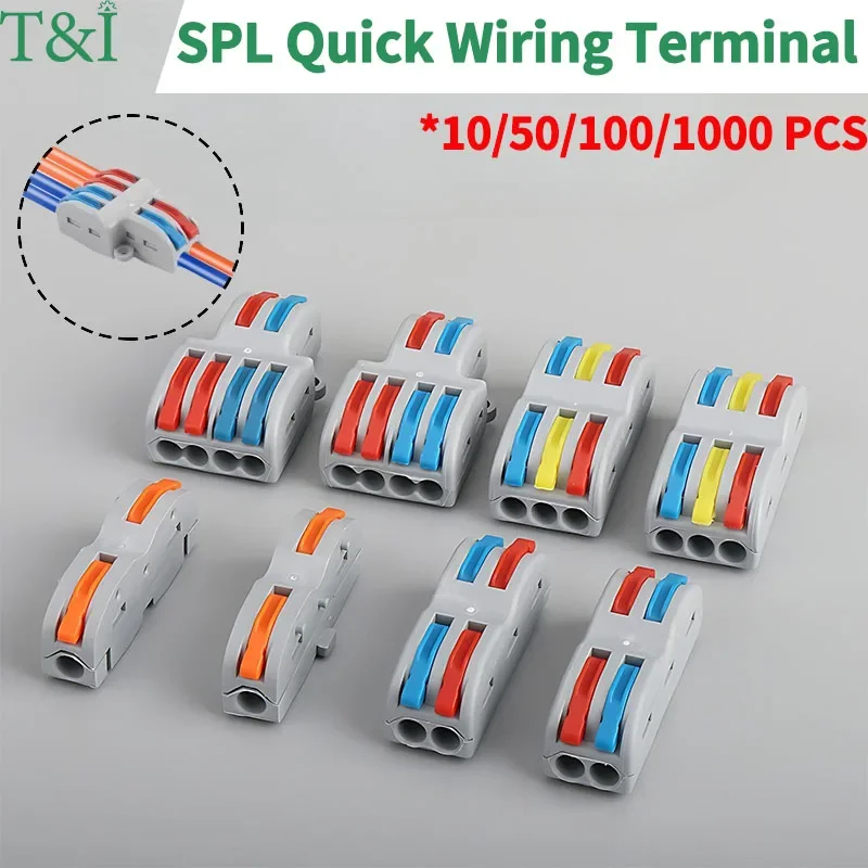 SPL-42/62/63/82/93 3/2-in 8/6/4-out Fast Wiring Terminal Multi-functional Parallel and Branch Docking Terminal Wire Connector