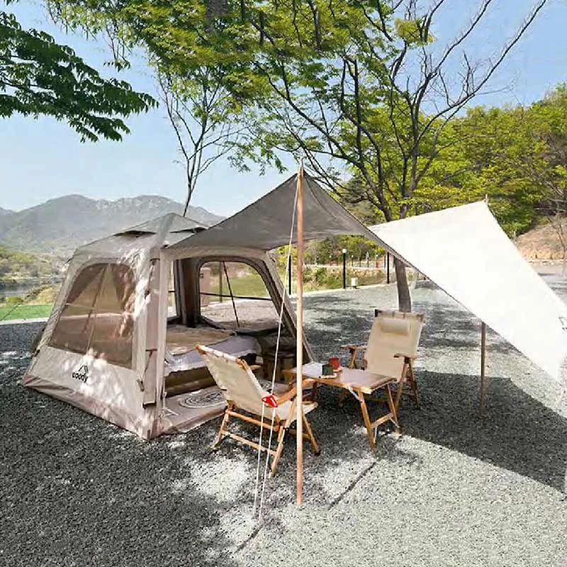 12 فاخر في الهواء الطلق غير نافذ للمطر التخييم أكسفورد النسيج المقصورة منزل خيمة هوائية قابلة للنفخ مع كوة ومنفذ موقد لحفلة الحدث