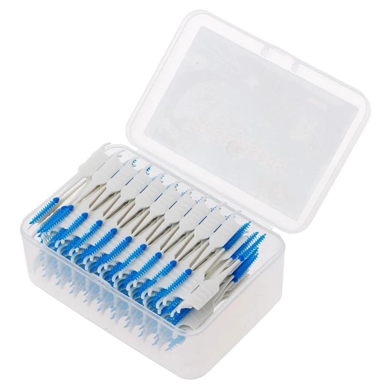 New 20-200pcs Double Floss Head Hygiene Dental Silicone Interdental Brush Toothpick