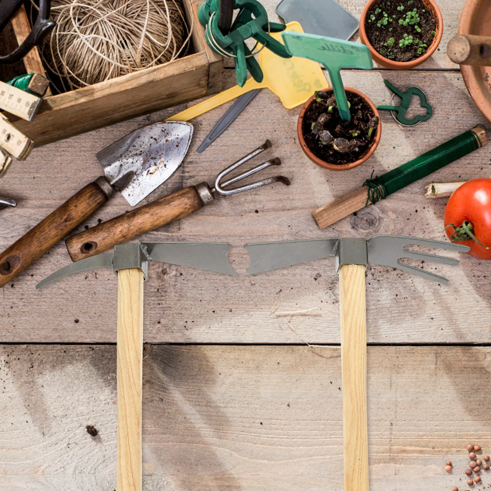 

2Pcs Sturdy Steel Garden Hoe Gardening Tool Compact Hand Hoe for Digging Loosening Soil Planting Outdoor Vegetable Farming