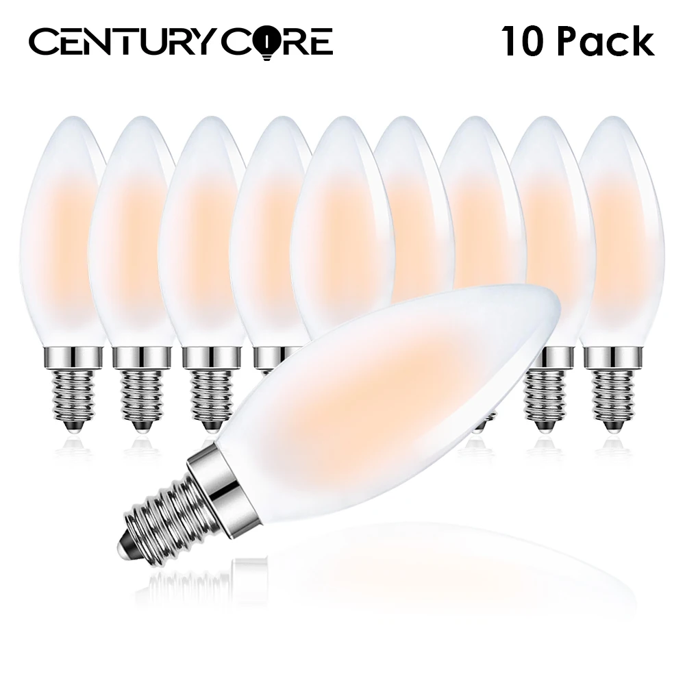 Ampoules LED C35 220V, Lampe à Filament 110V, E12 E14 4W 6W, Dimmable, Blanc Chaud Givré, Lustre en Verre, Lumière de Décoration