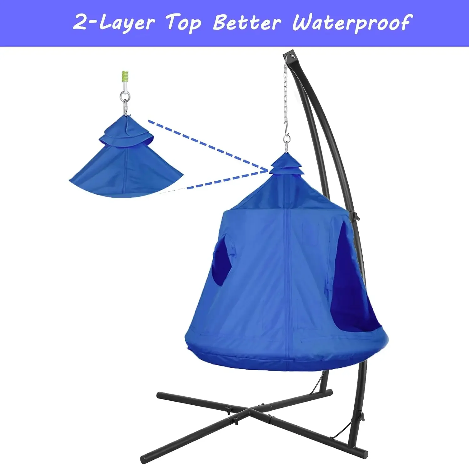 Hanging Hammock X-Stand w/Tree Tent,Play Tent Indoor Metal Swing Chair Stand Outdoor Egg Basket Patio Seat w/Support Stand
