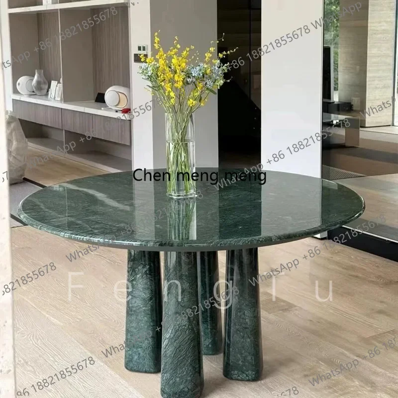 

Итальянский минималистичный обеденный стол из натурального зеленого мрамора, легкий люкс, для небольшой квартиры, круглый стол для дома