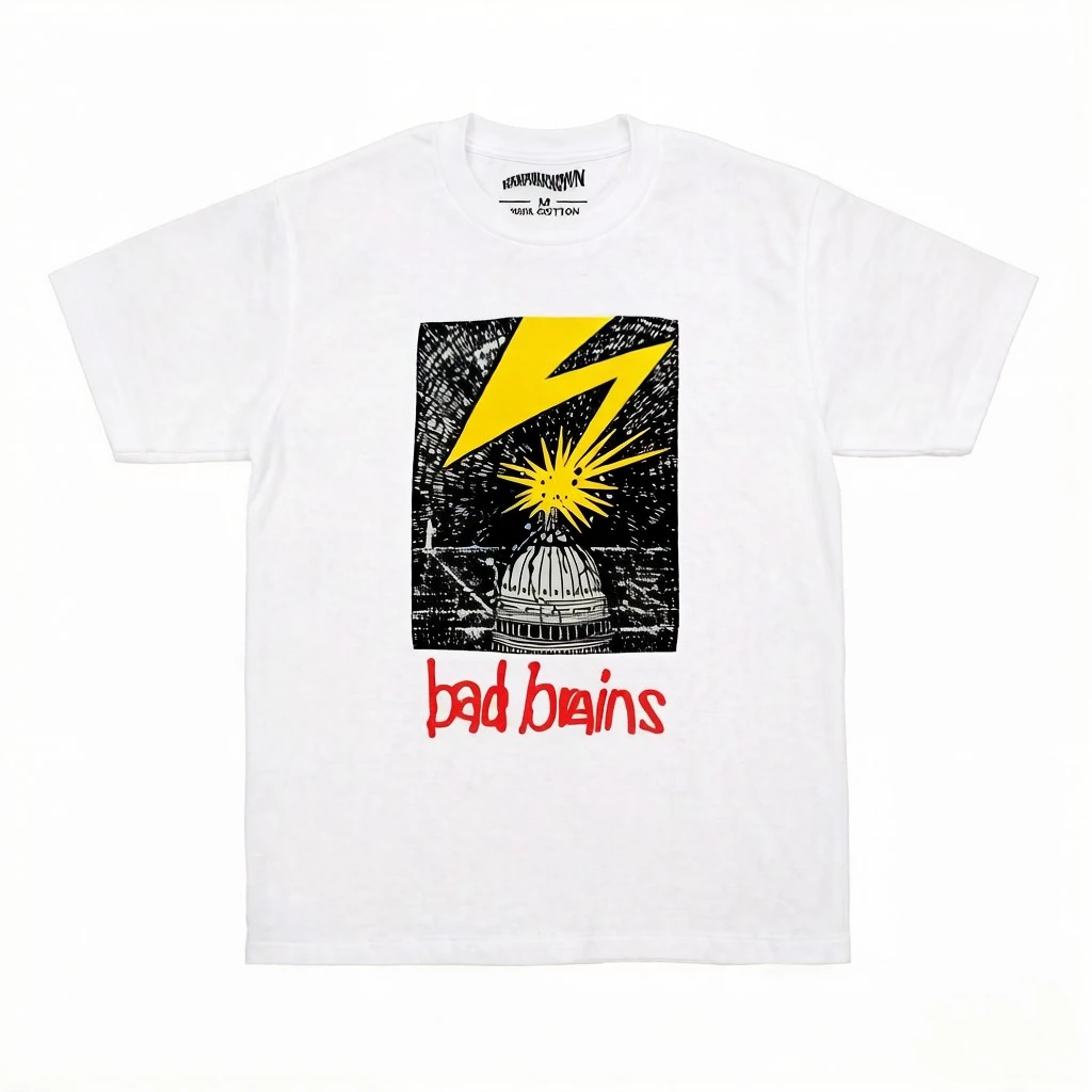 Bad Brains T-Shirt Reggae Punk Hardcore Band Black Flag Minor Threat Buzzcocks Men Summer Print Cotton Short Sleeves Shirt