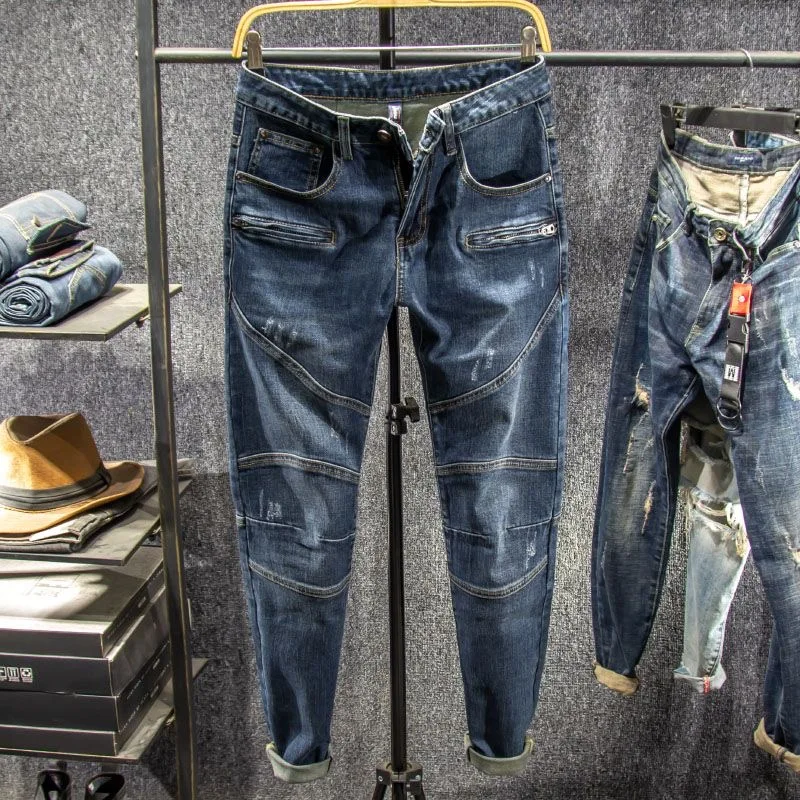 

Модные джинсы для мужчин в американском винтажном стиле: прямые, эластичные, из денима, для осени и весны, повседневные, спортивные, высокого качества