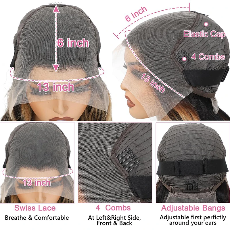 1B/27 تسليط الضوء على الجسم موجة الدانتيل الجبهة الباروكات الشعر البشري 32 بوصة 13x6 أومبير تسليط الضوء على الدانتيل شعر مستعار أمامي خصلات الشعر المستعار البرازيلي