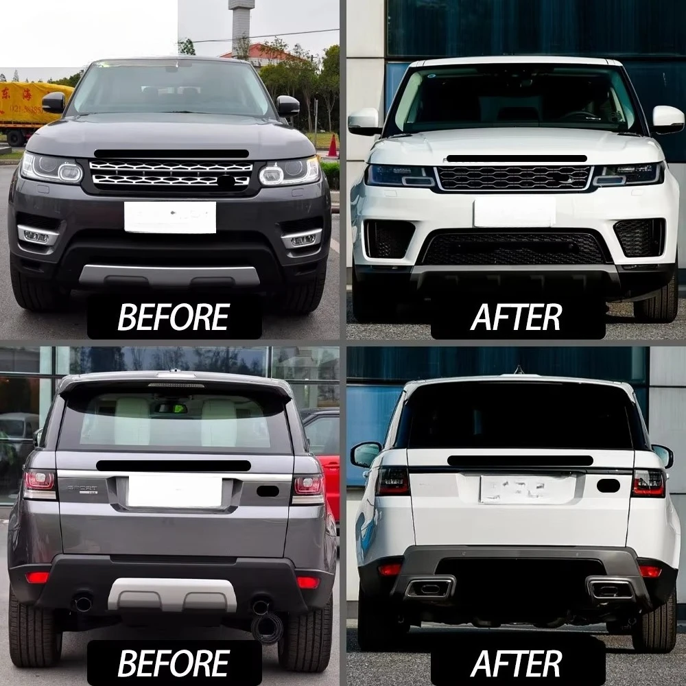 2022 New Design Body Kit for Range Rover Sport L494 14-17 Upgrade to 2020 OEM PP+ABS Material Front+Rear Bumper with Fender Lamp