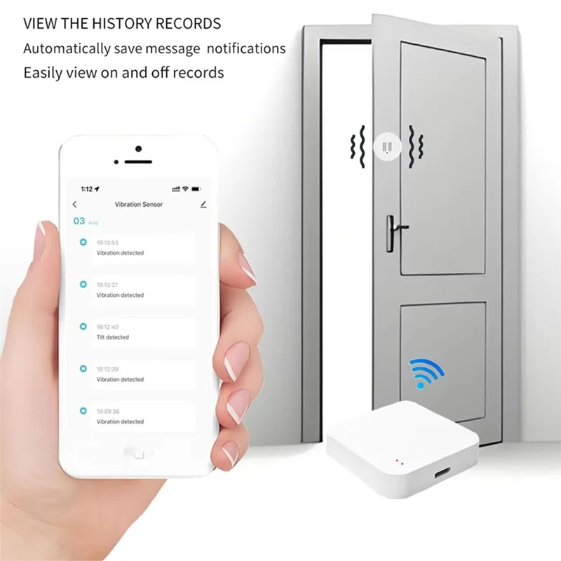 Умный датчик вибрации ABKS-Zigbee с поддержкой в реальном времени для домашнего мониторинга, сирена для обнаружения дверей и окон, управление через приложение, дистанционное управление