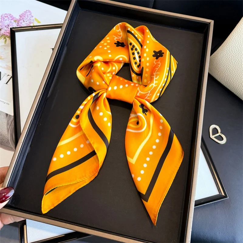 

Luxury Paisley Square Scarf Women 70cm Soft Satin Kerchief Thin Neck Scarfs Fashion Sunscreen Headscarf For Woman Bag Ribbon