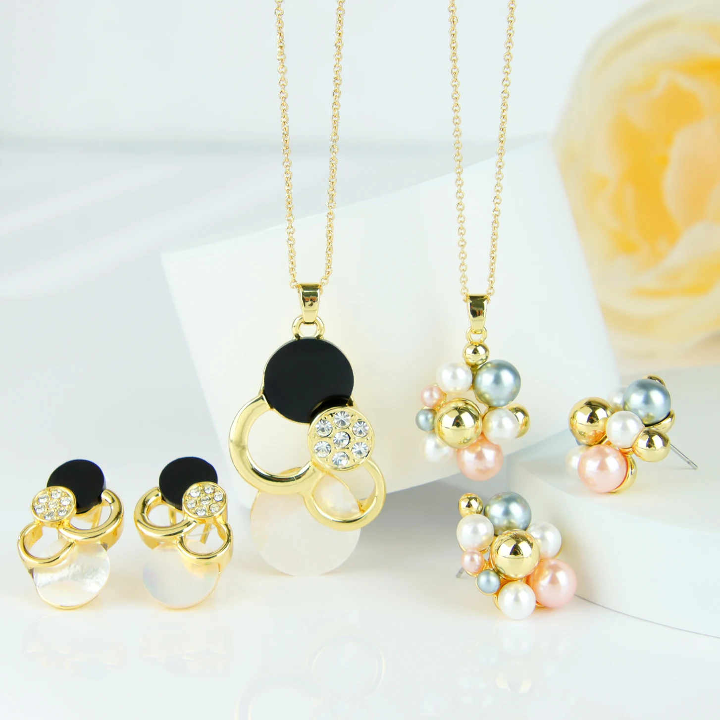 Exquisite Purple Crystal Jewelry Set 14k Gold Color Italian Boho Inspired Necklace Earrings Women Wedding Guest Jewelrys