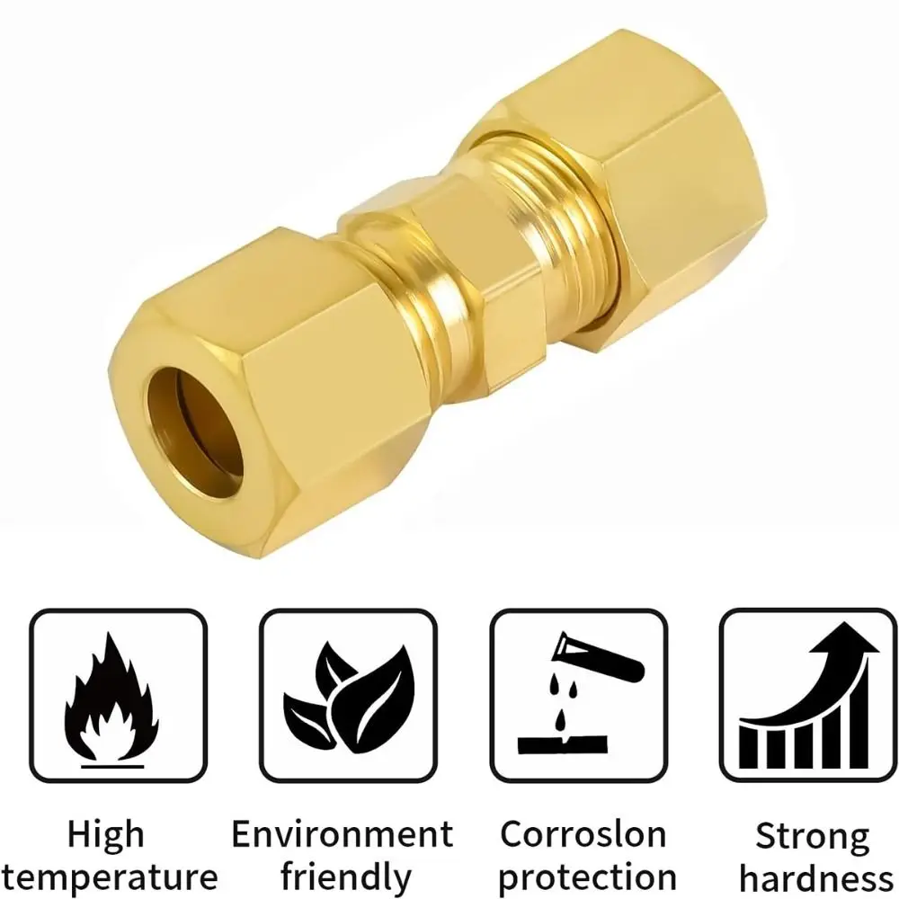 Connector Brass Brass Compression Fitting Straight Multiple Sizes Straight Coupling Tube Fitting Connector
