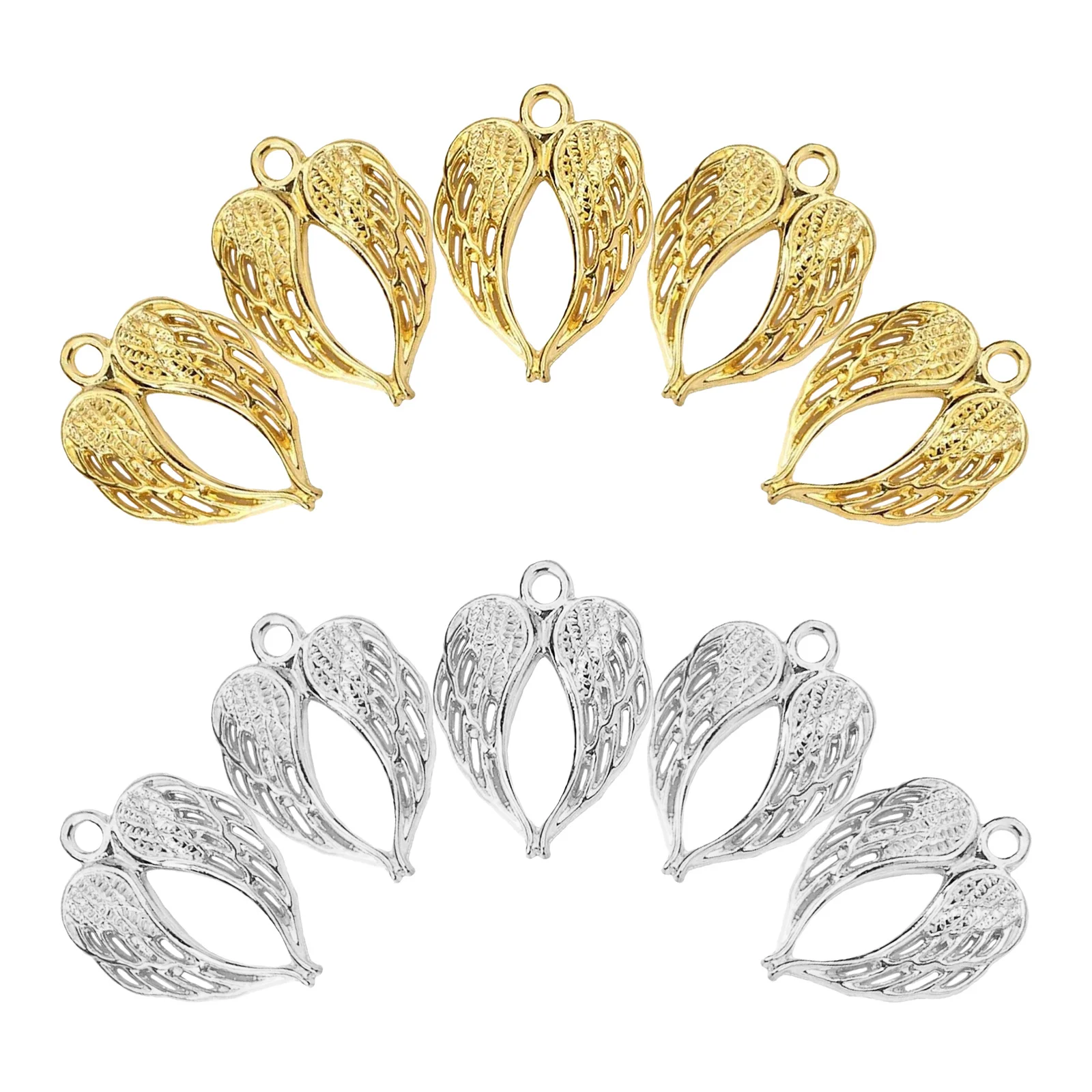 

100Pcs Angel Wings Charms Alloy Metal Smooth Finish DIY Jewelry Pendants Bracelets Earrings Crafts Angel Wings for Crafts
