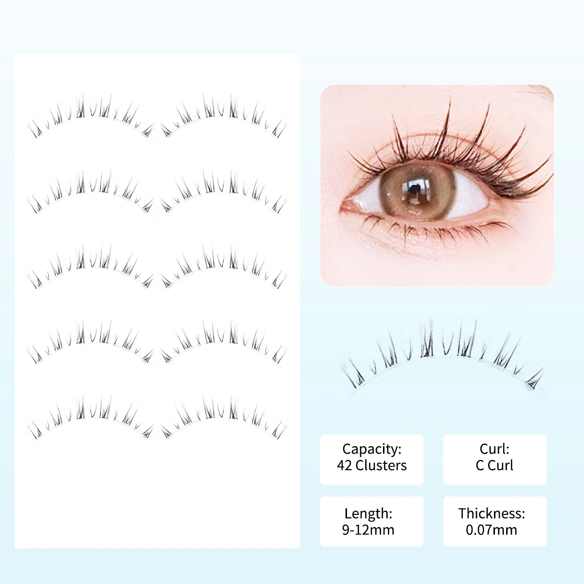 5 paar W33 wimpers volledige stripwimpers C krul transparante band fishtail wimpers manga wimpers gemakkelijk voor beginners natuurlijk