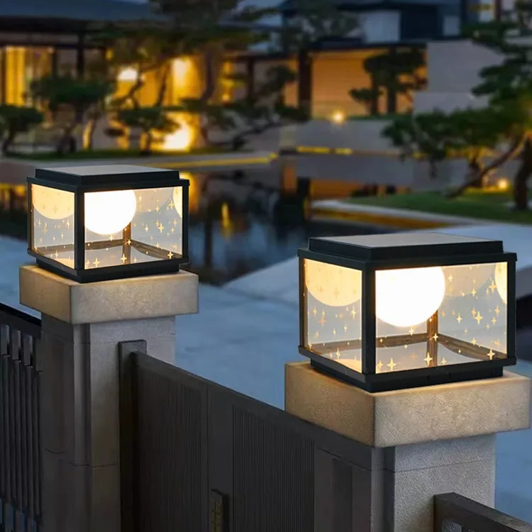 

Solar stigma light Star glass door pillar light Outdoor waterproof garden Villa wall Garden pillar light